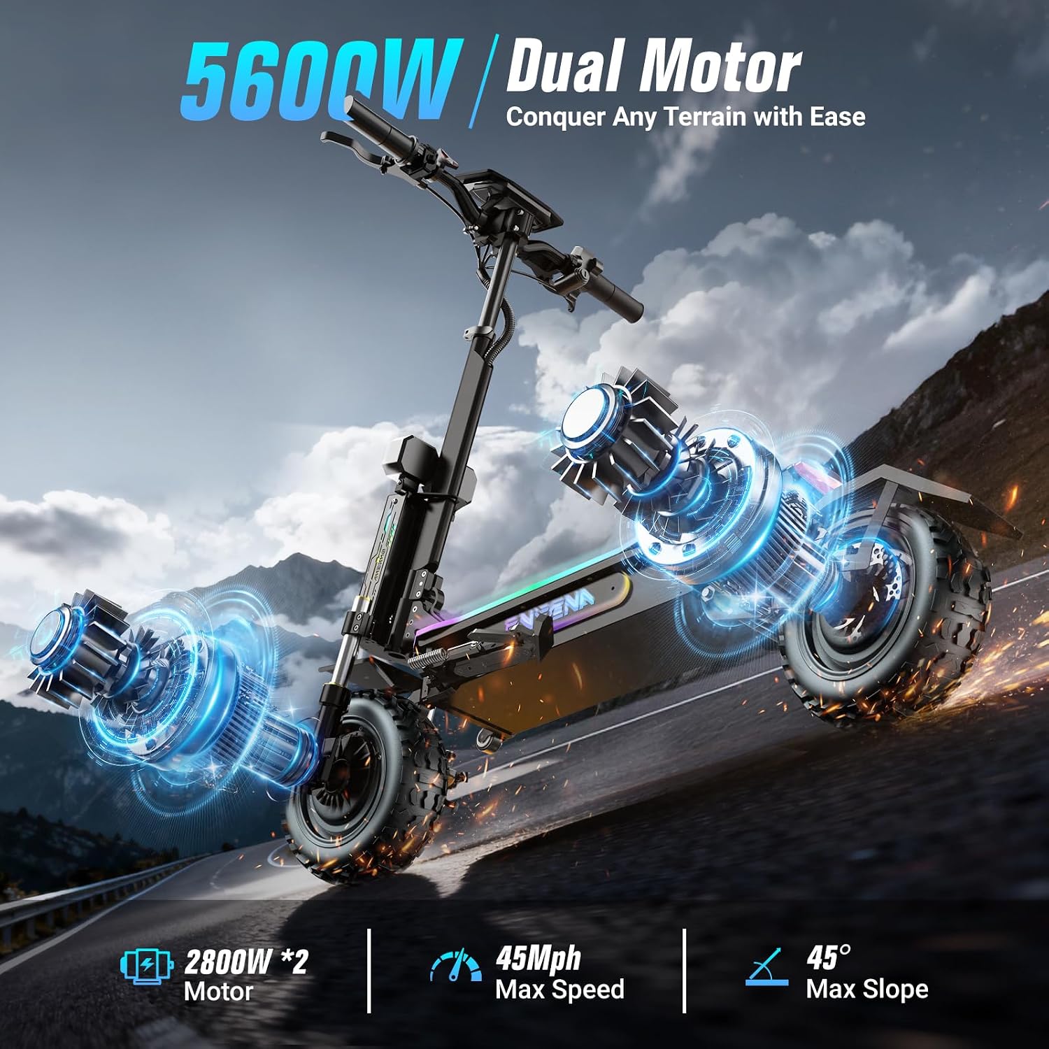 سكوتر كهربائي ONECNA GT7 للبال - مراجعة 60V 5600W Dual Motor Electric Scooter وسعره